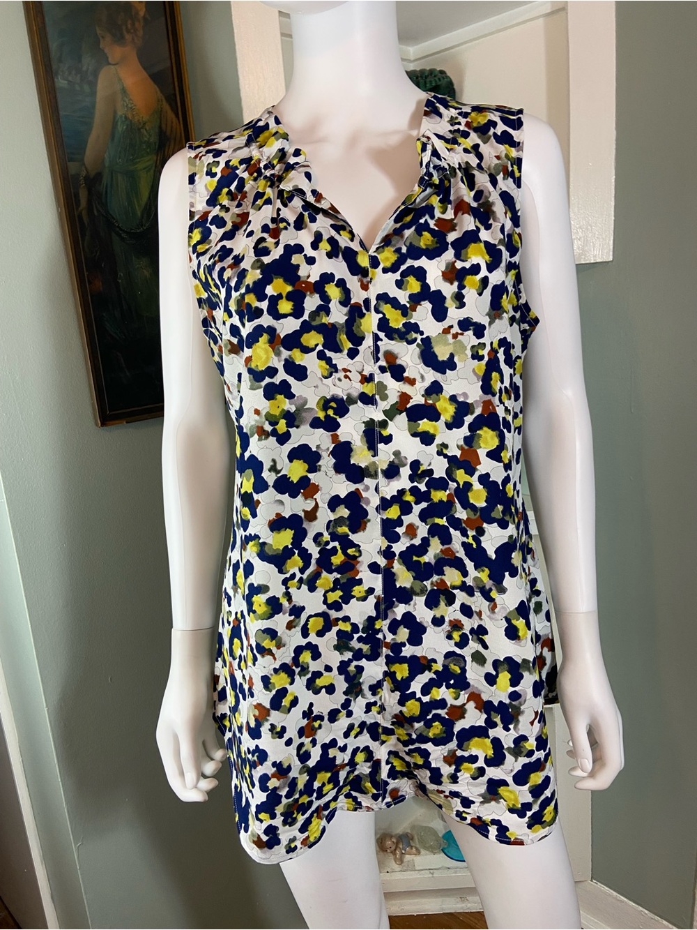 Cabi 5222 Seeing Spots Fierce Sleeveless Blouse Tank Top Short Tunic Leopard